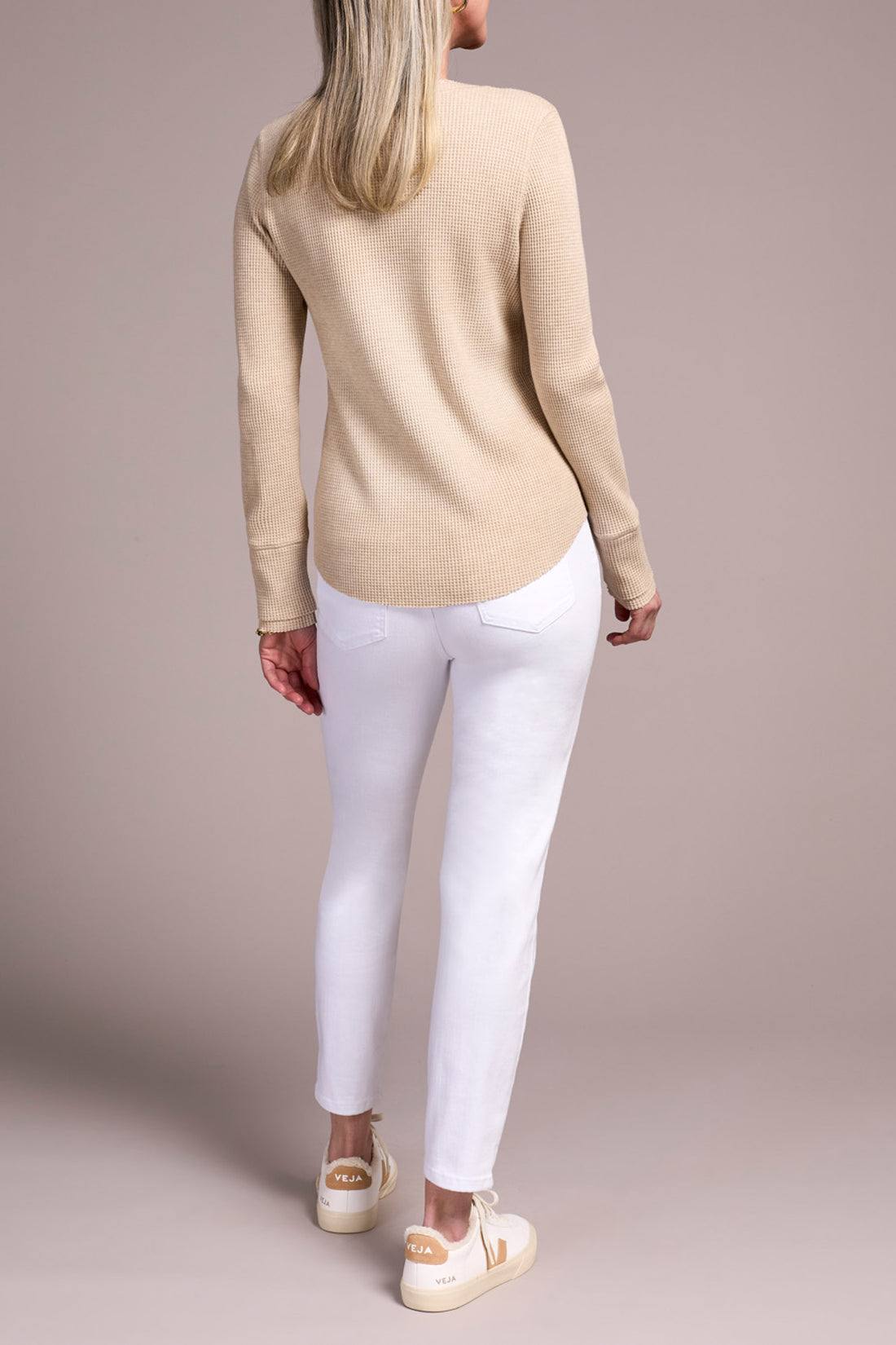 TRIBAL LONG SLEEVE HENLEY TOP - OATMEAL