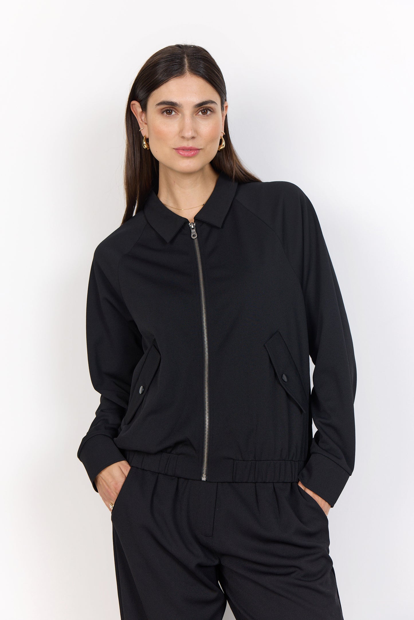SOYACONCEPT SIHAM COLLARED JACKET - BLACK