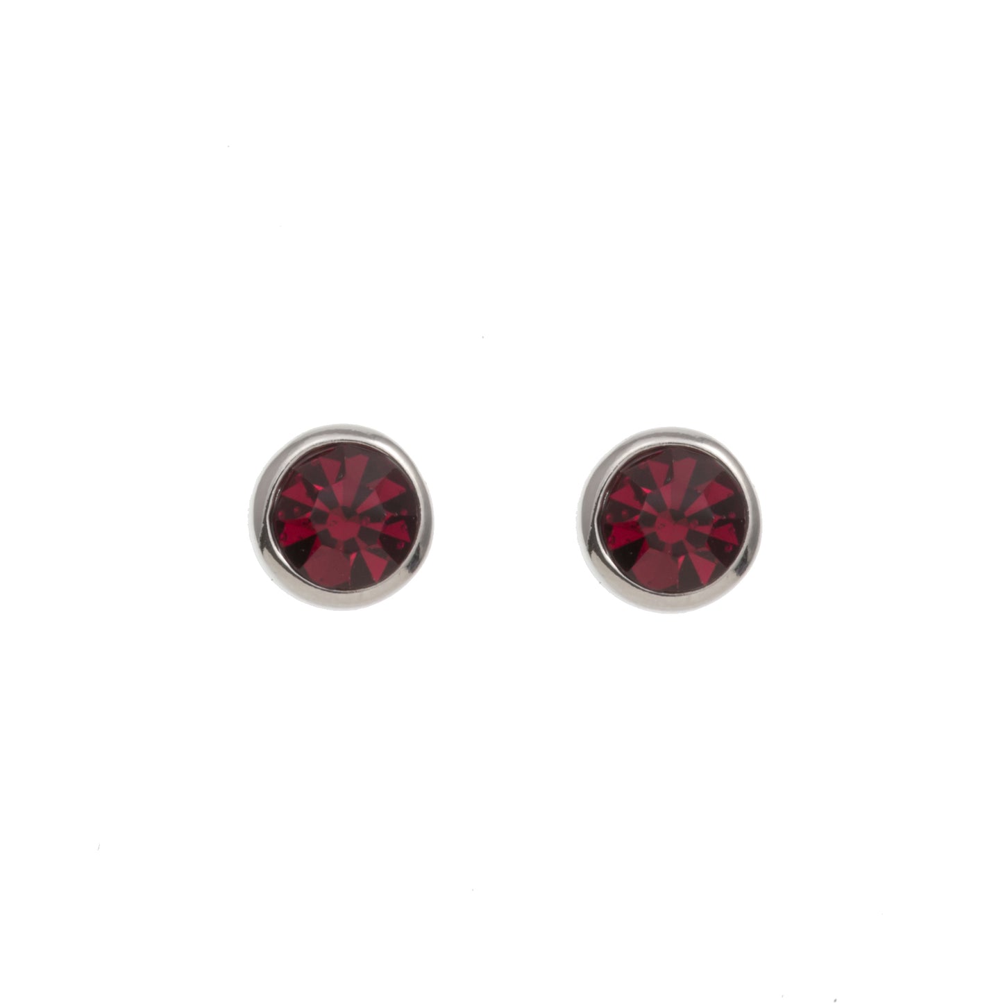 MF RHODIUM SMALL ROUND EARRING - RED - Vi-Leen's Fashions