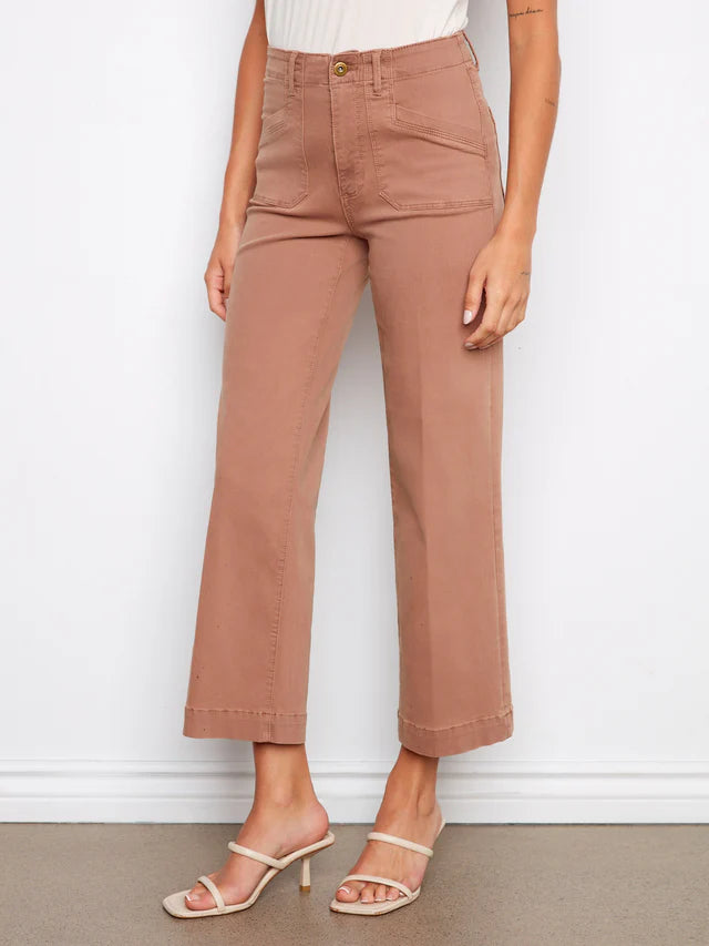CHARLIE B CROPPED WIDE LEG TWILL JEAN - DESERT - Vi-Leen's Fashions