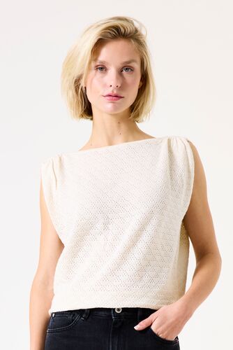 GARCIA KNIT TOP WITH BUTTON BACK DETAIL - CREAM