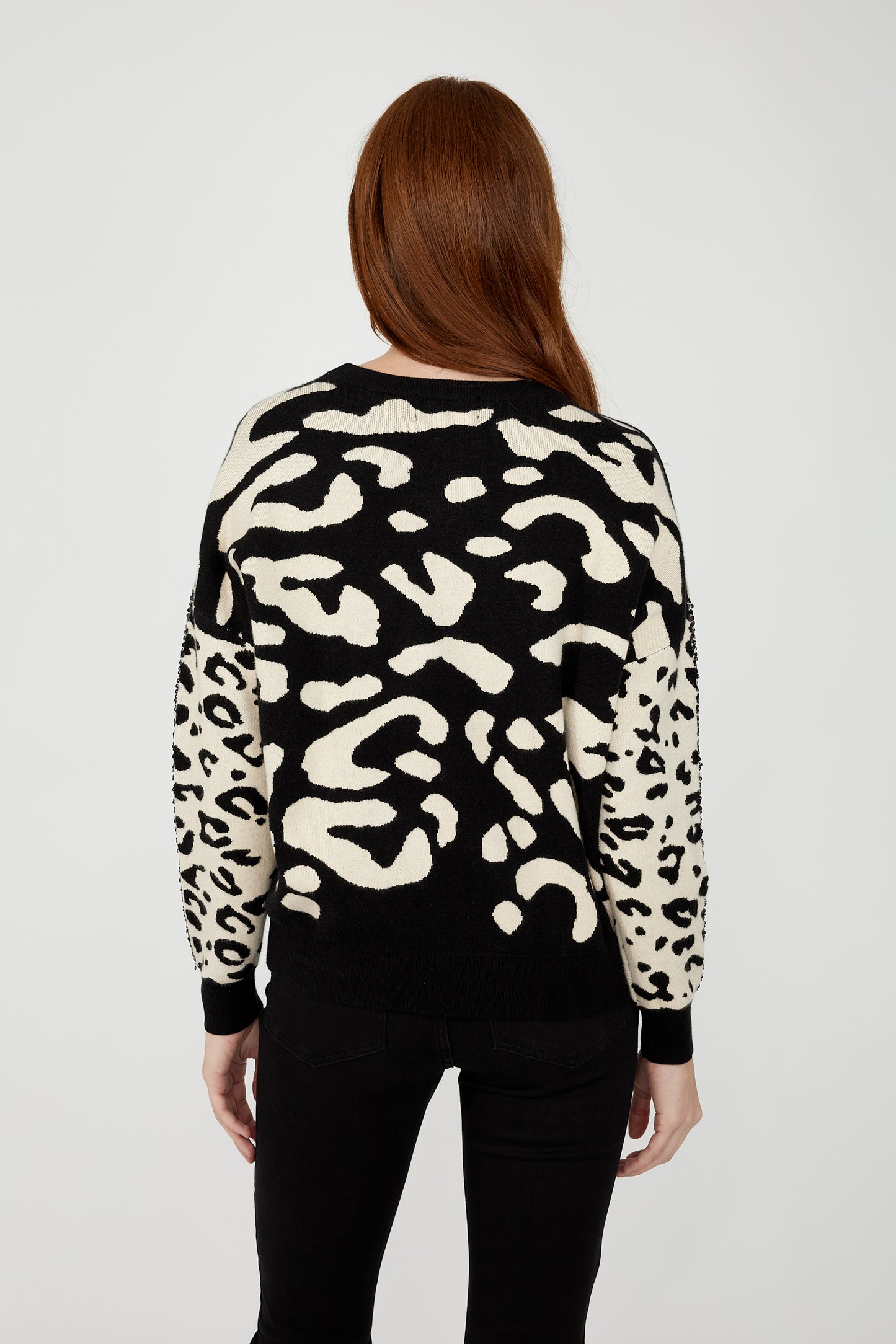 FRANK LYMAN CREAM & BLACK SWEATER