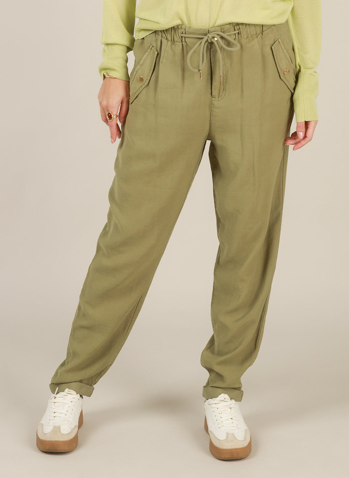 YEST IIYANA CUFFED TROUSER - OLIVE - Vi-Leen's Fashions