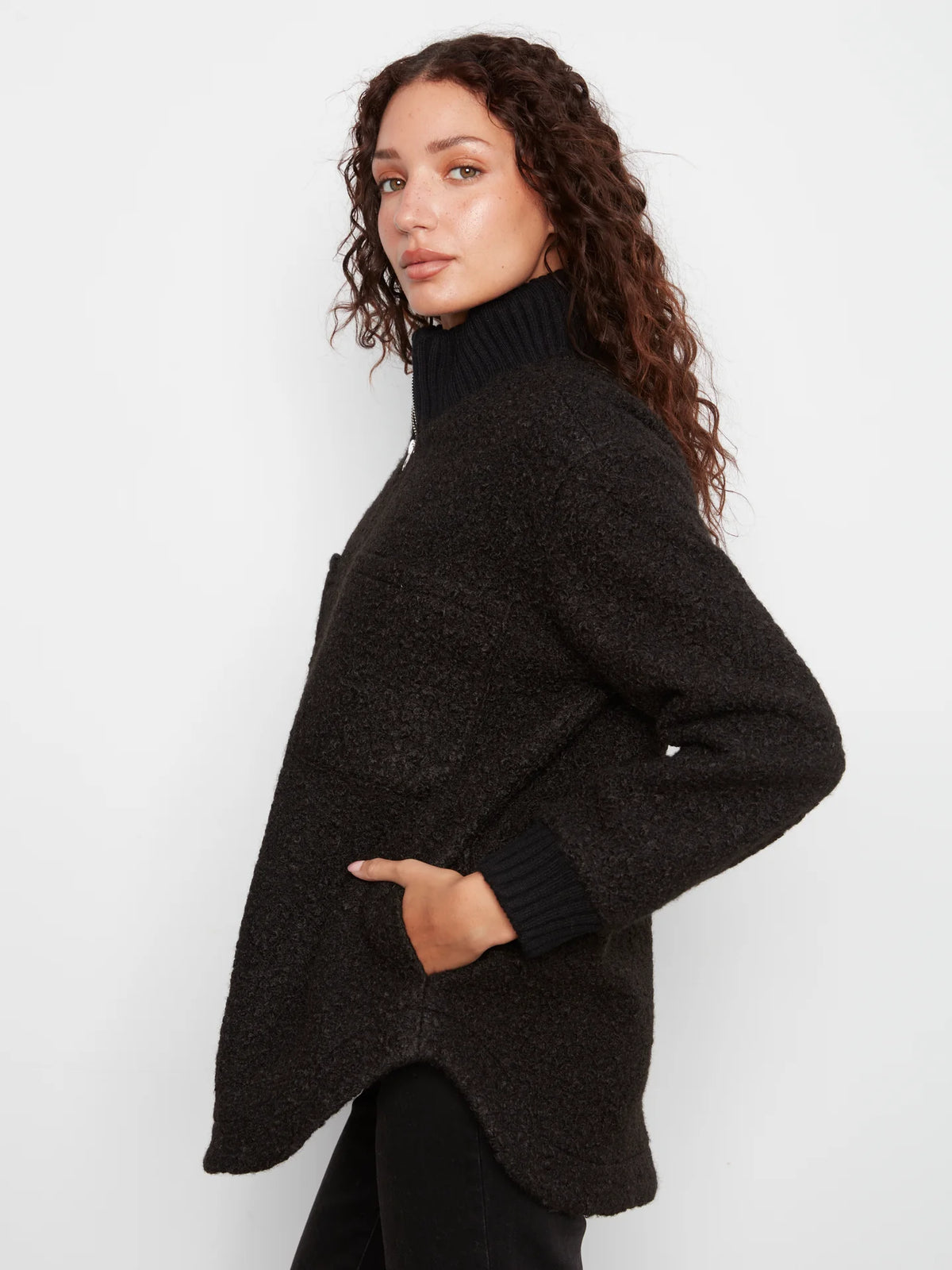 CHARLIE B BOUCLE JACKET - BLACK