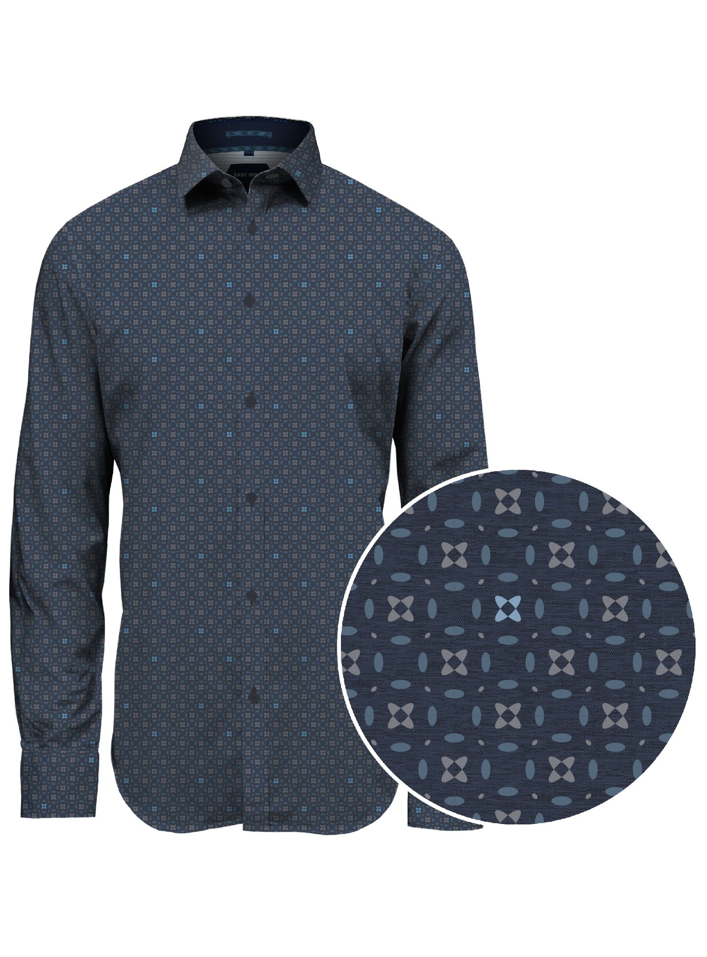 MEN'S POINT ZERO LUXURY BUTTON UP SHIRT - NAVY MIX
