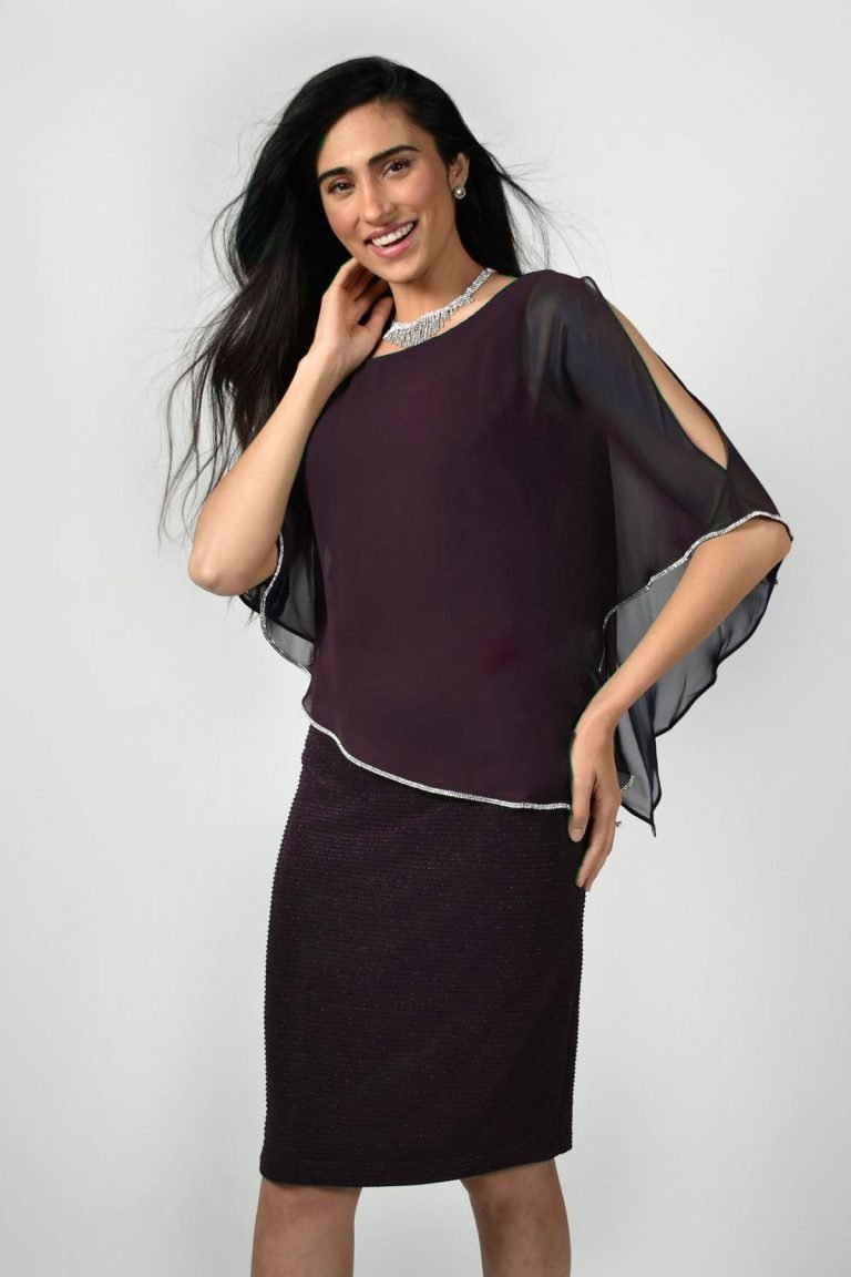 FRANK LYMAN RHINESTONE TRIM DRESS - MERLOT - Vi-Leen's Fashions