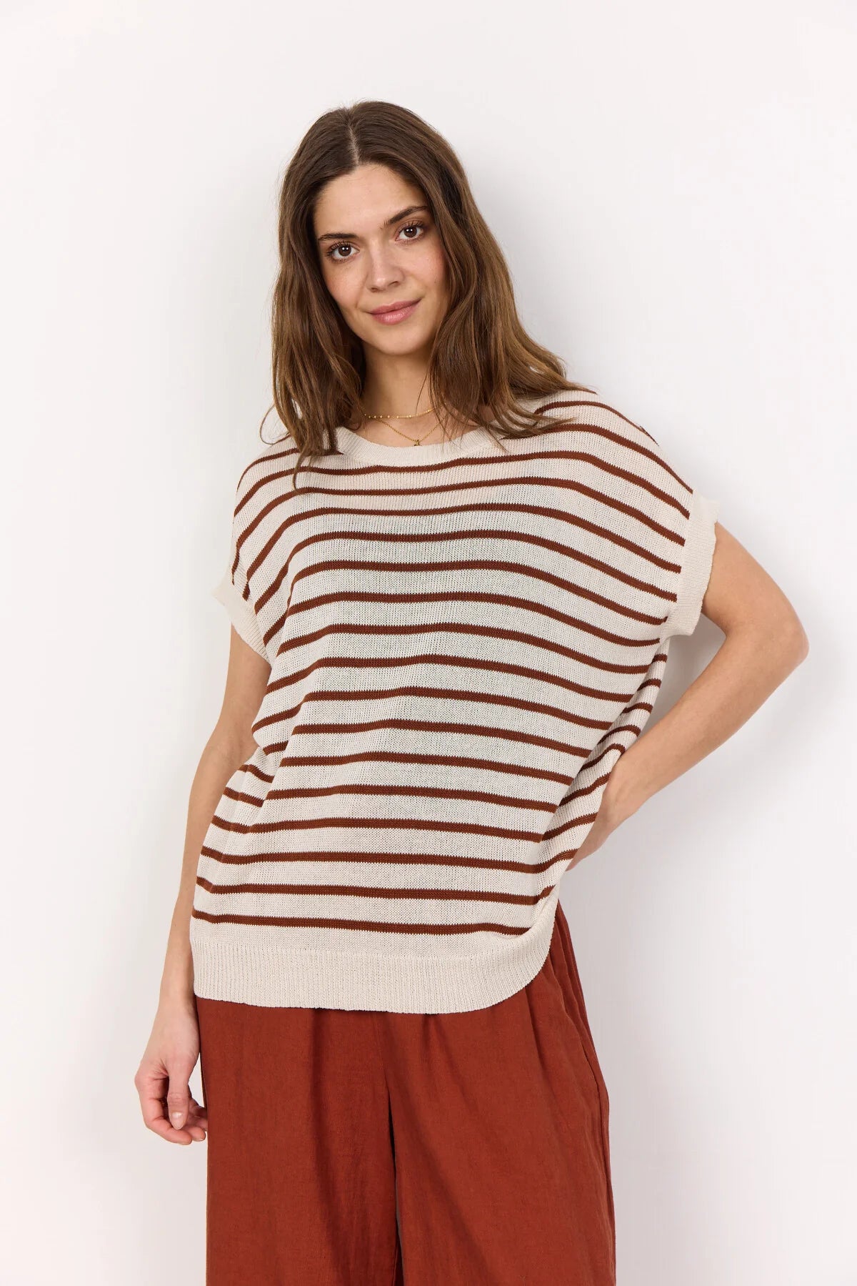 SOYACONCEPT LUANNA STRIPE TOP - RUSTY