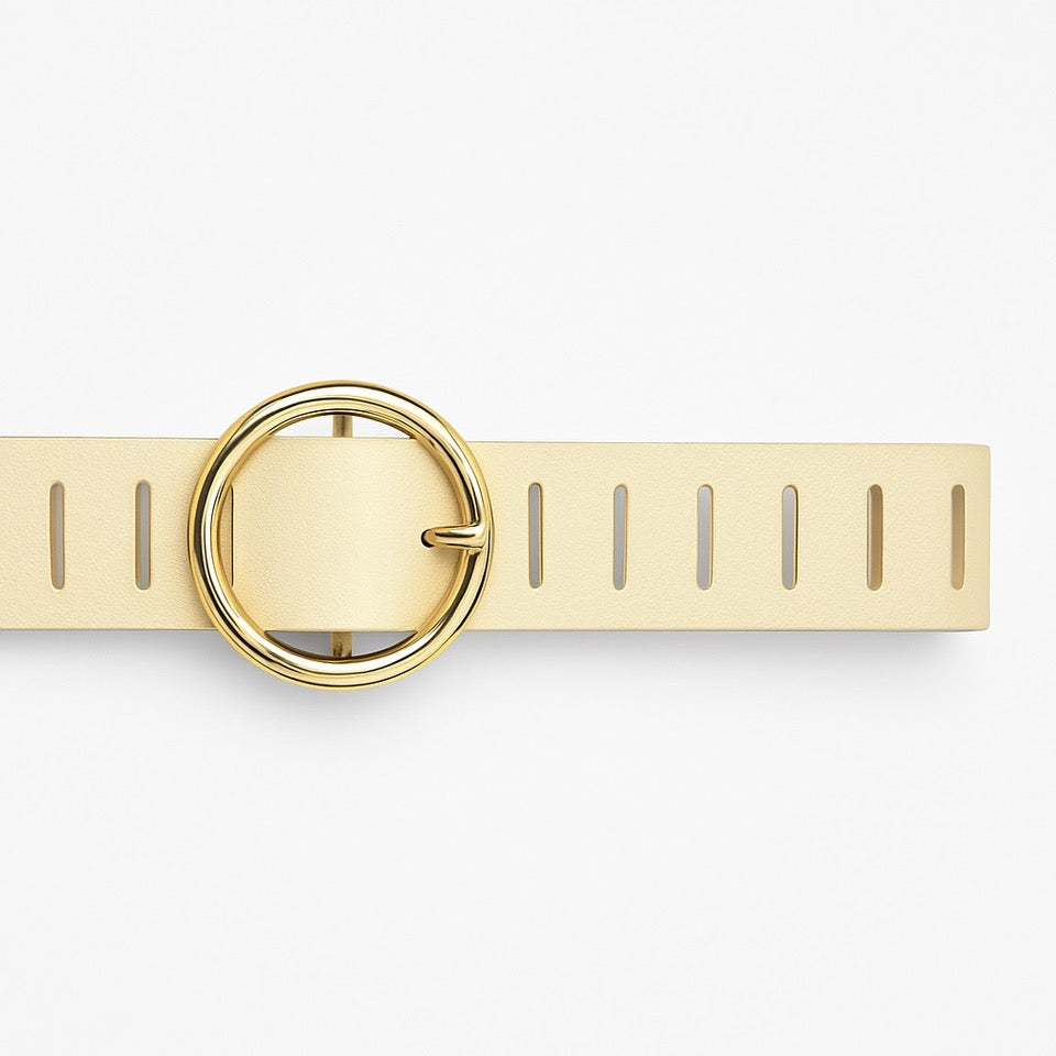 ARMOIR LEATHER RIDGE BELT - CREAM
