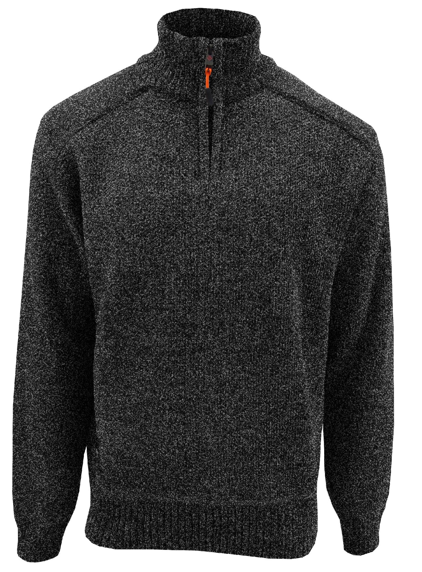 MEN'S POINT ZERO TEXTURED KNIT MOCK ZIP SWEATER - BLACK MELANGE