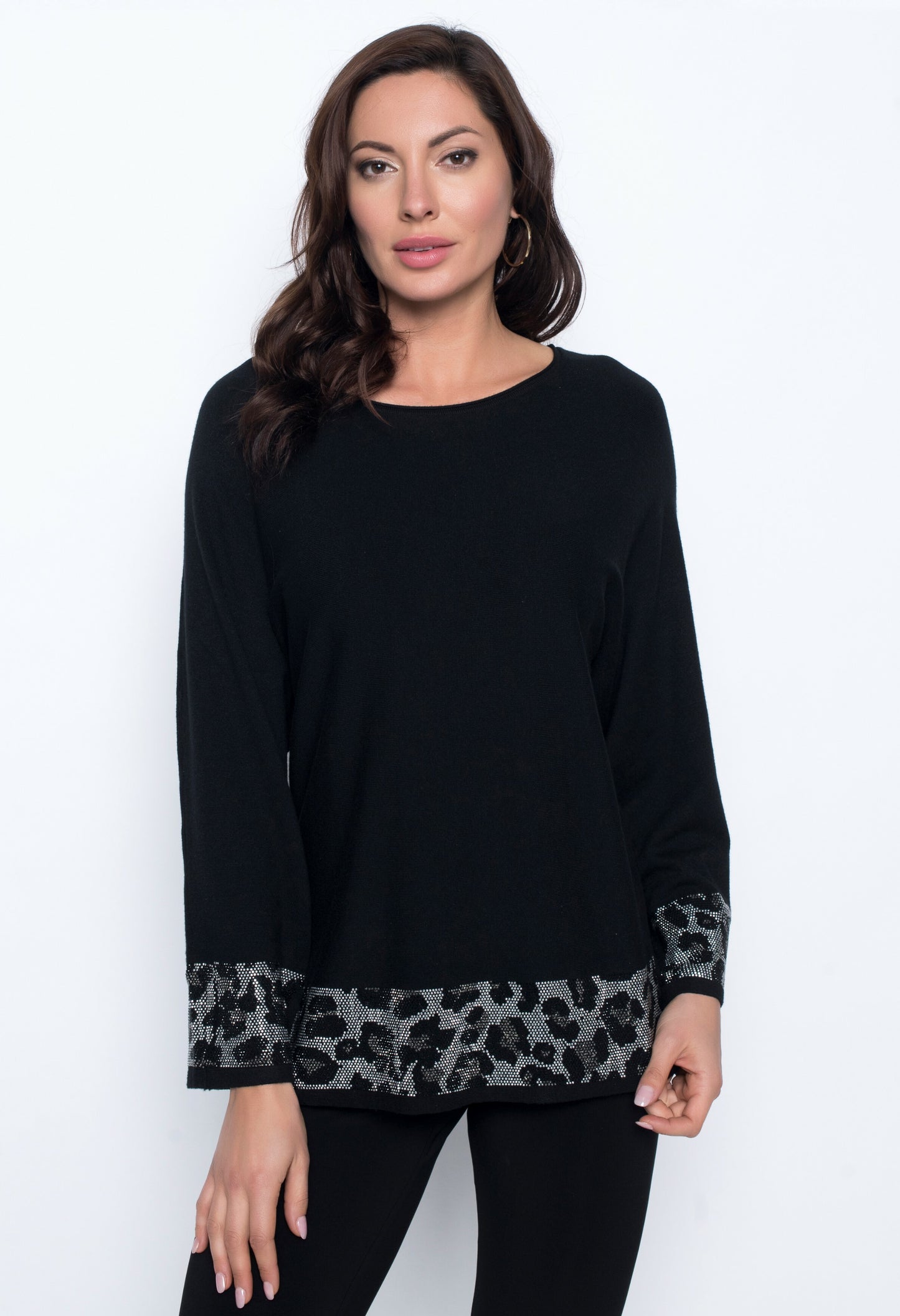 FRANK LYMAN BLACK/SILVER KNIT TOP - Vi-Leen's Fashions