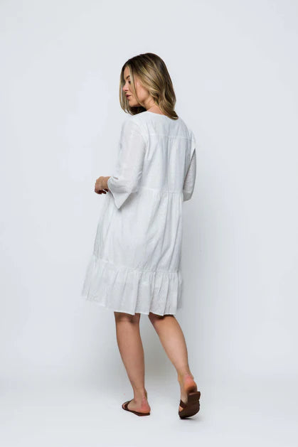 ORB GRACE TIERED DRESS - WHITE EYELET - Vi-Leen's Fashions