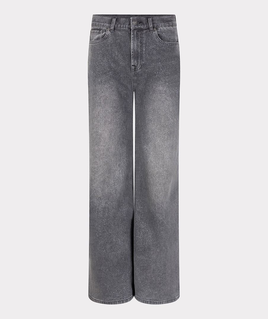 ESQUALO SHIMMERED WIDE STRAIGHT LEG JEAN - GREY