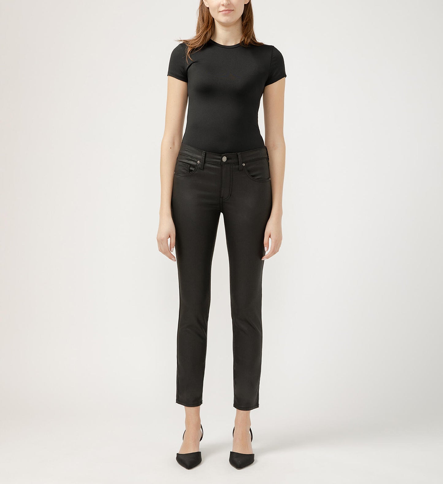JAG COATED CECILIA MID RISE SKINNY PANT - BLACK - Vi-Leen's Fashions
