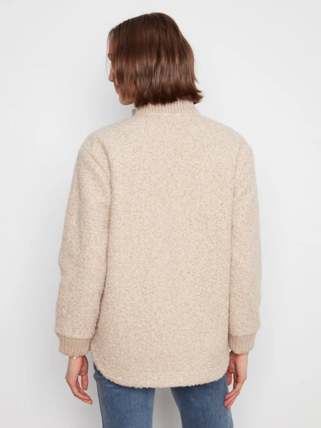 CHARLIE B BOUCLE JACKET - ALMOND - Vi-Leen's Fashions