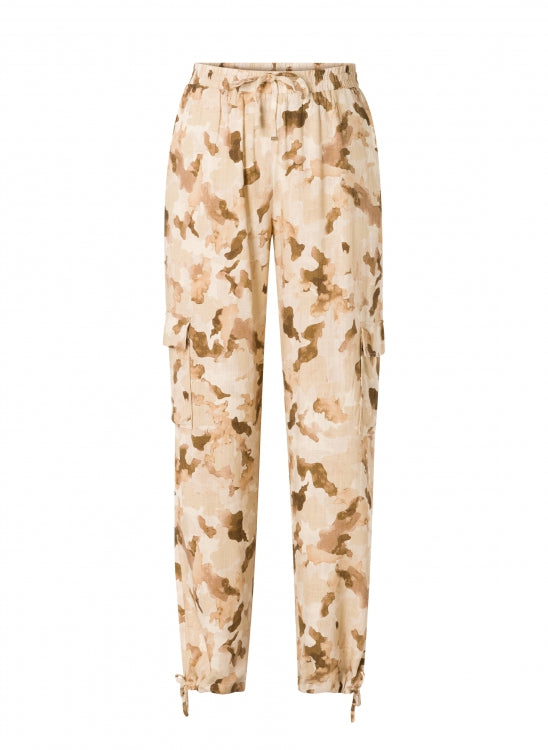 YEST GHISLAINE PRINTED CARGO PANT - SAND - Vi-Leen's Fashions