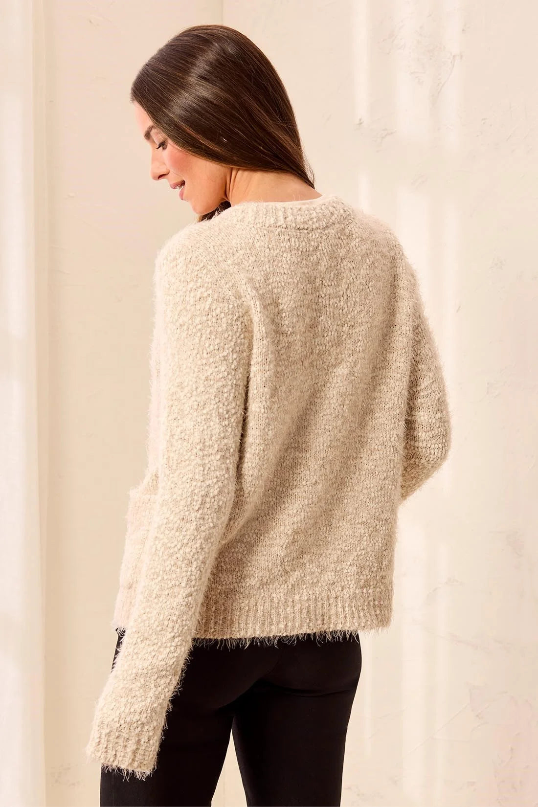 TRIBAL CARDIGAN WITH POCKETS - BIRCH