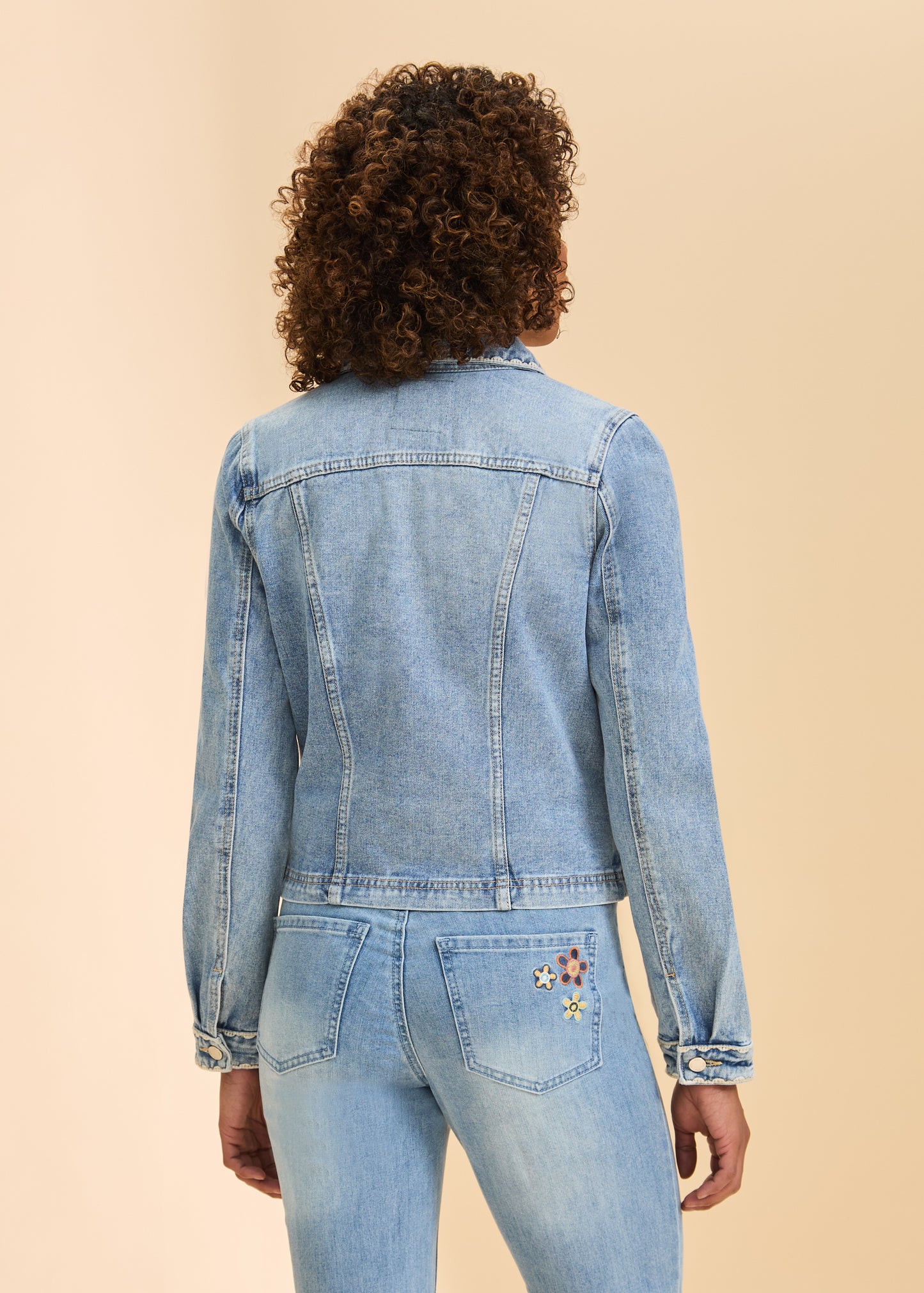 FDJ EMBROIDERED DENIM JACKET - PALE WASH - Vi-Leen's Fashions