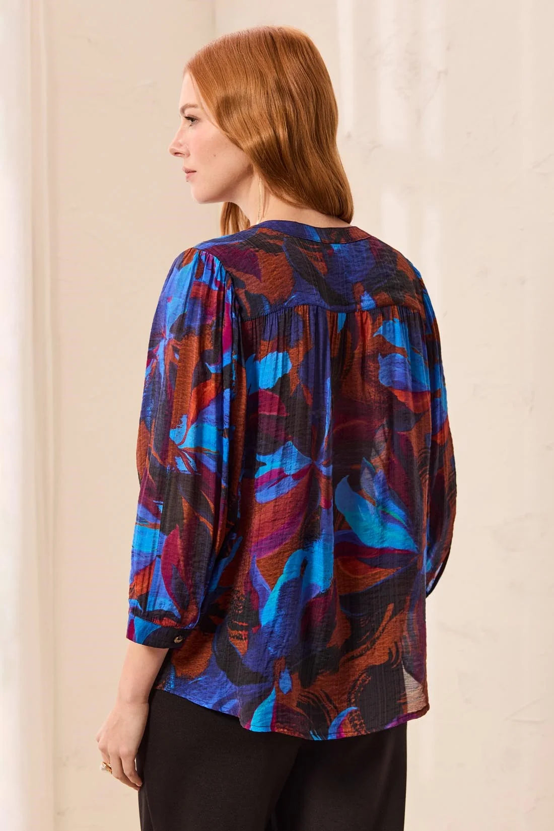 TRIBAL DOLMAN SLEEVE BLOUSE - SHARP BLUE