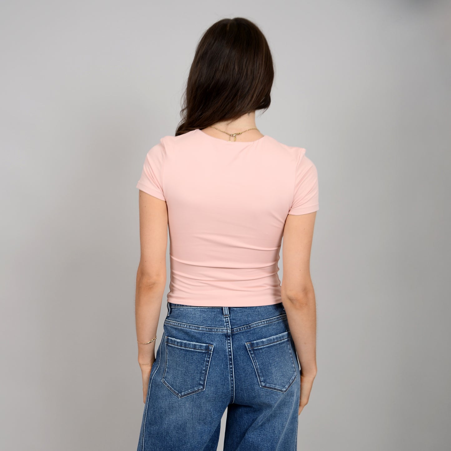 RD STYLE SECOND SKIN ROXI CREW NECK - DUSTY PEACH