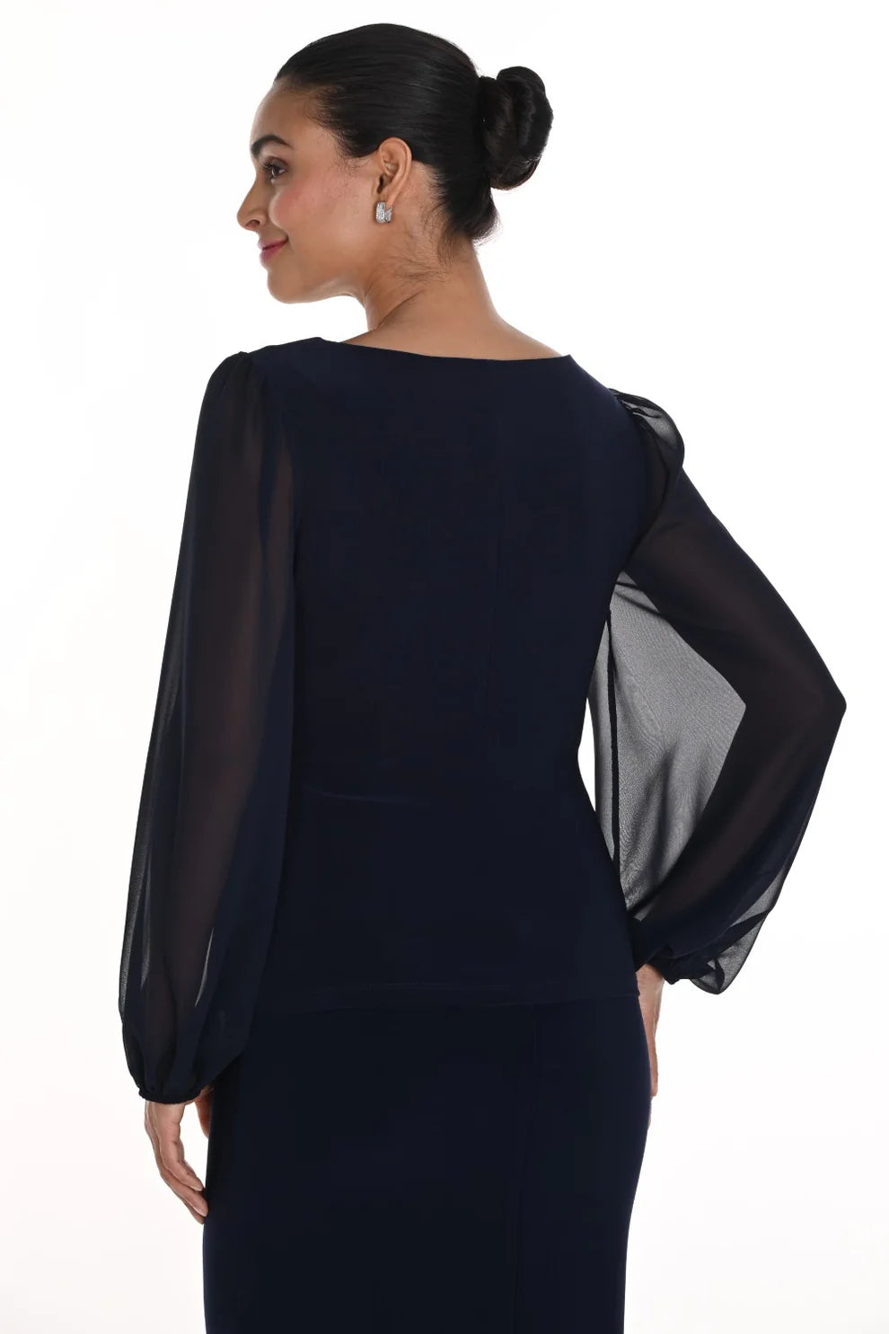 FRANK LYMAN MIDNIGHT CHIFFON SLEEVE TOP - Vi-Leen's Fashions