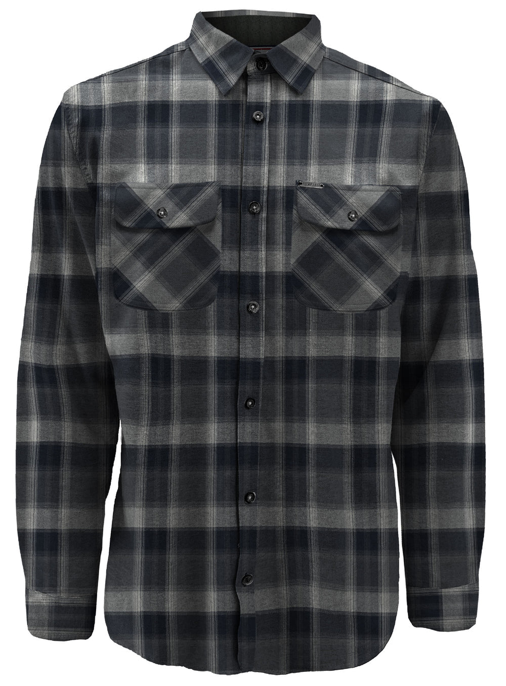 MENS POINT ZERO POLY/COTTON PLAID SHIRT - GREY MELANGE - Vi-Leen's Fashions