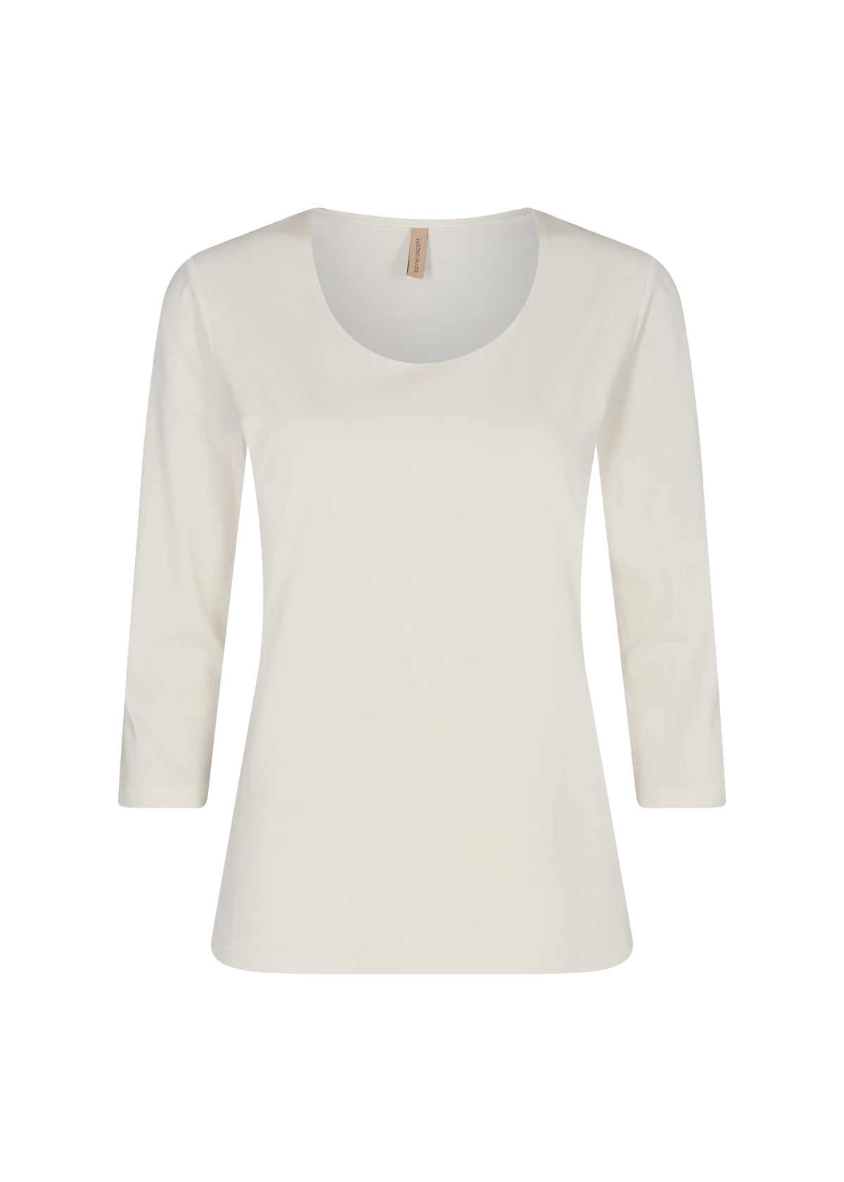 SOYACONCEPT PYLLE 3/4 SLEEVE SCOOP NECK TOP - OFF WHITE