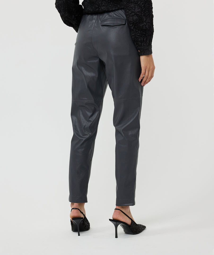 ESQUALO VEGAN LEATHER TROUSER - GREY - Vi-Leen's Fashions