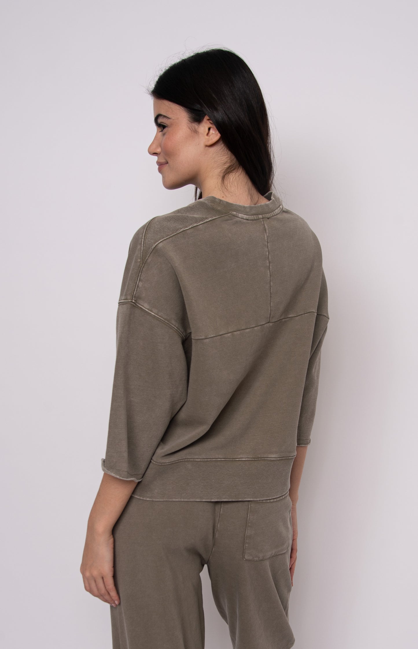 RD STYLE BRIE FRENCH TERRY SHORT SLEEVE TOP - OLIVE - Vi-Leen's Fashions