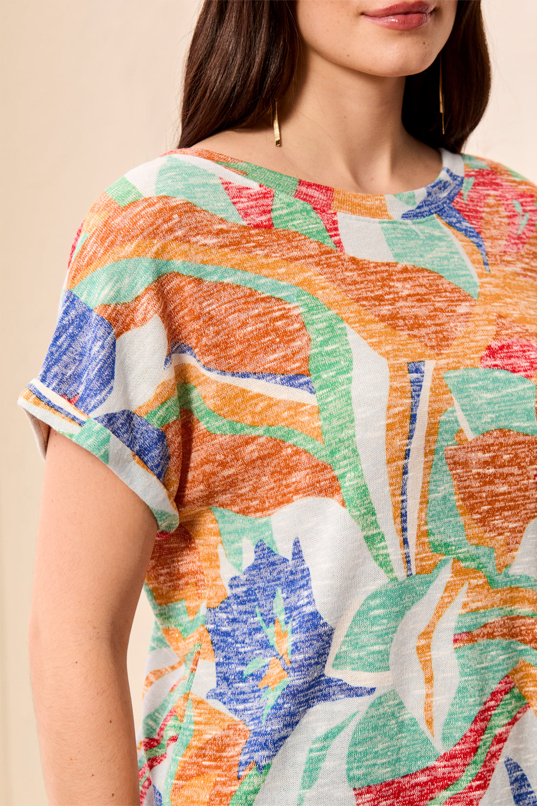 TRIBAL CAP SLEEVE V-NECK TOP - Vi-Leen's Fashions