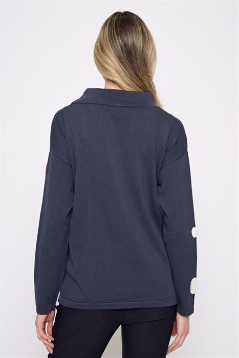 PICADILLY POLKA DOT TOP - DENIM BLUE MULTI
