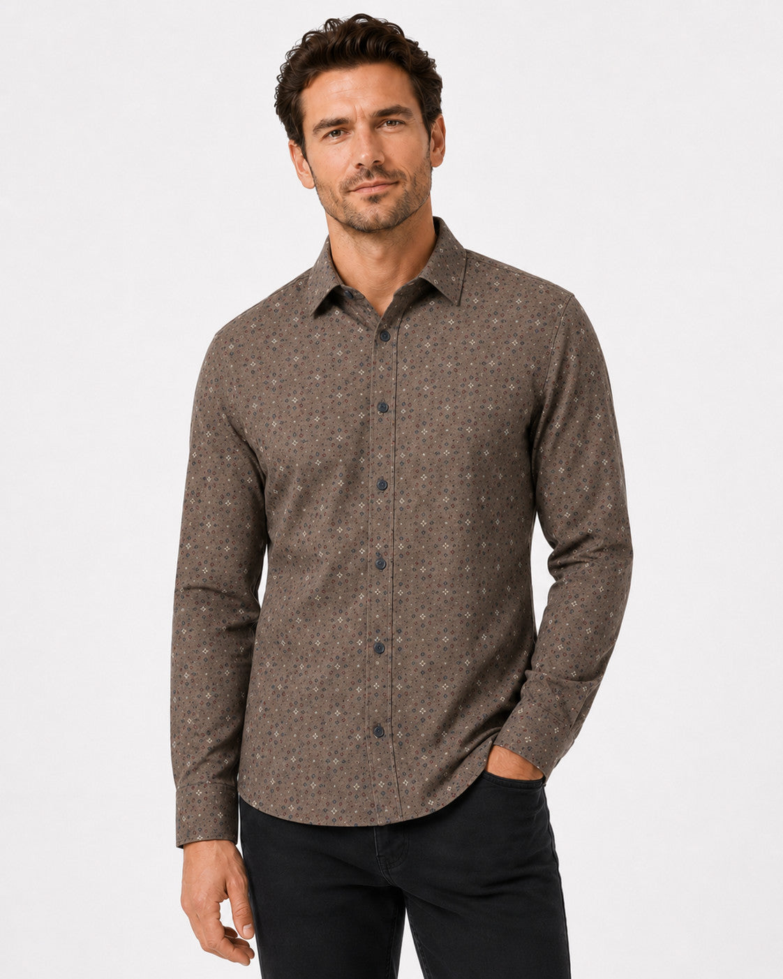 MEN'S POINT ZERO POLY/COTTON PRINT SHIRT - DESERT MIX - Vi-Leen's Fashions