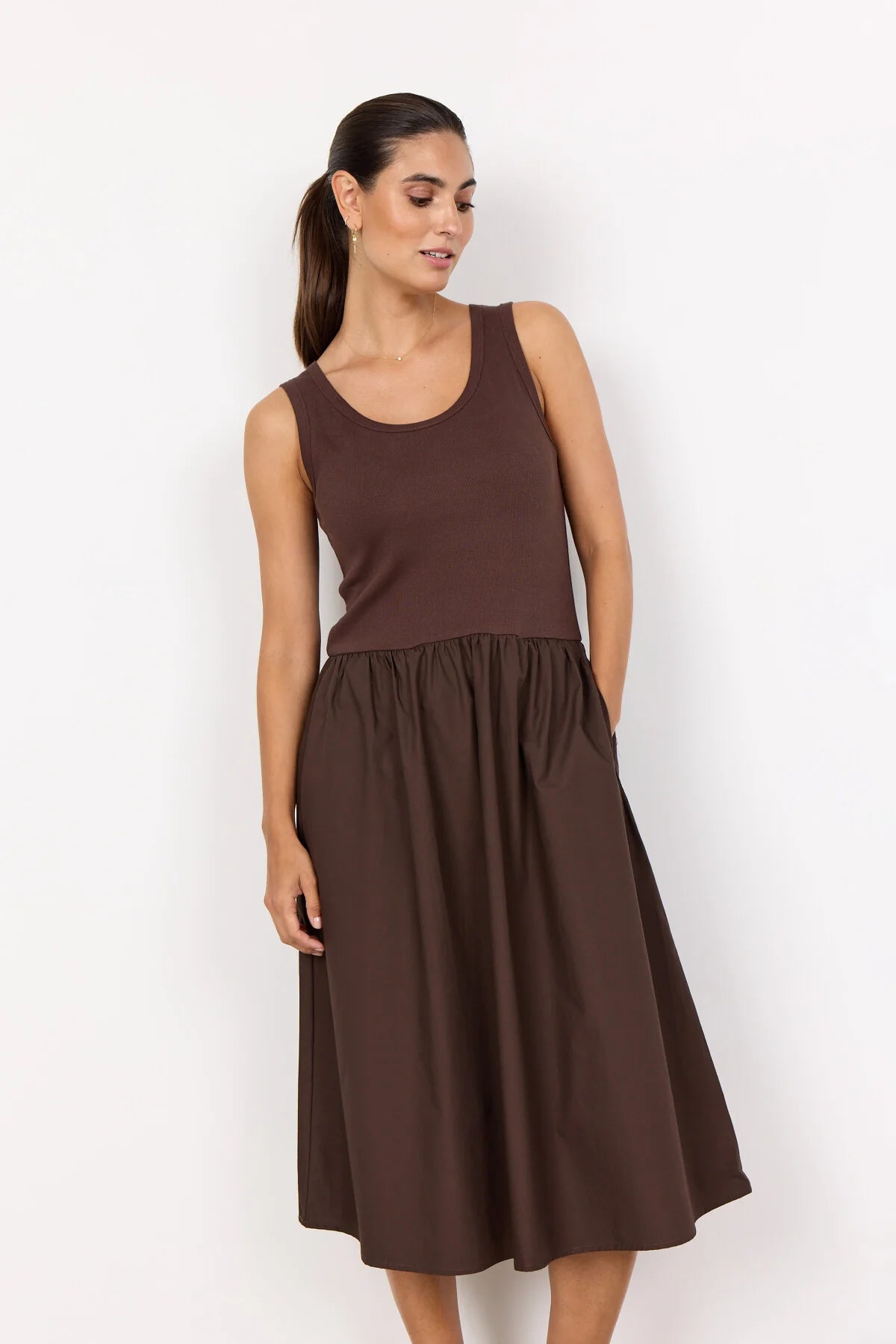 SOYACONCEPT RACHELLE COTTON DRESS - HOT FUDGE