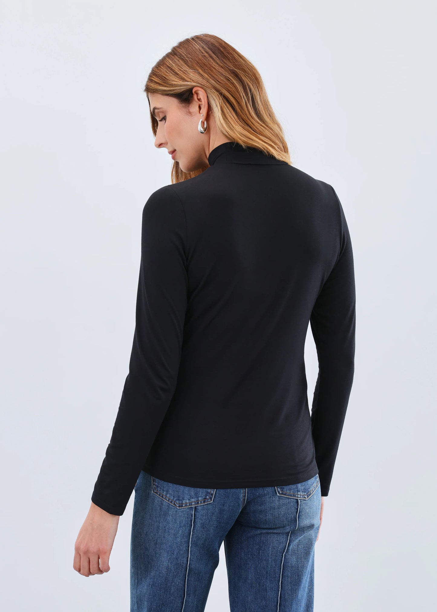 FDJ MOCK NECK TOP - BLACK