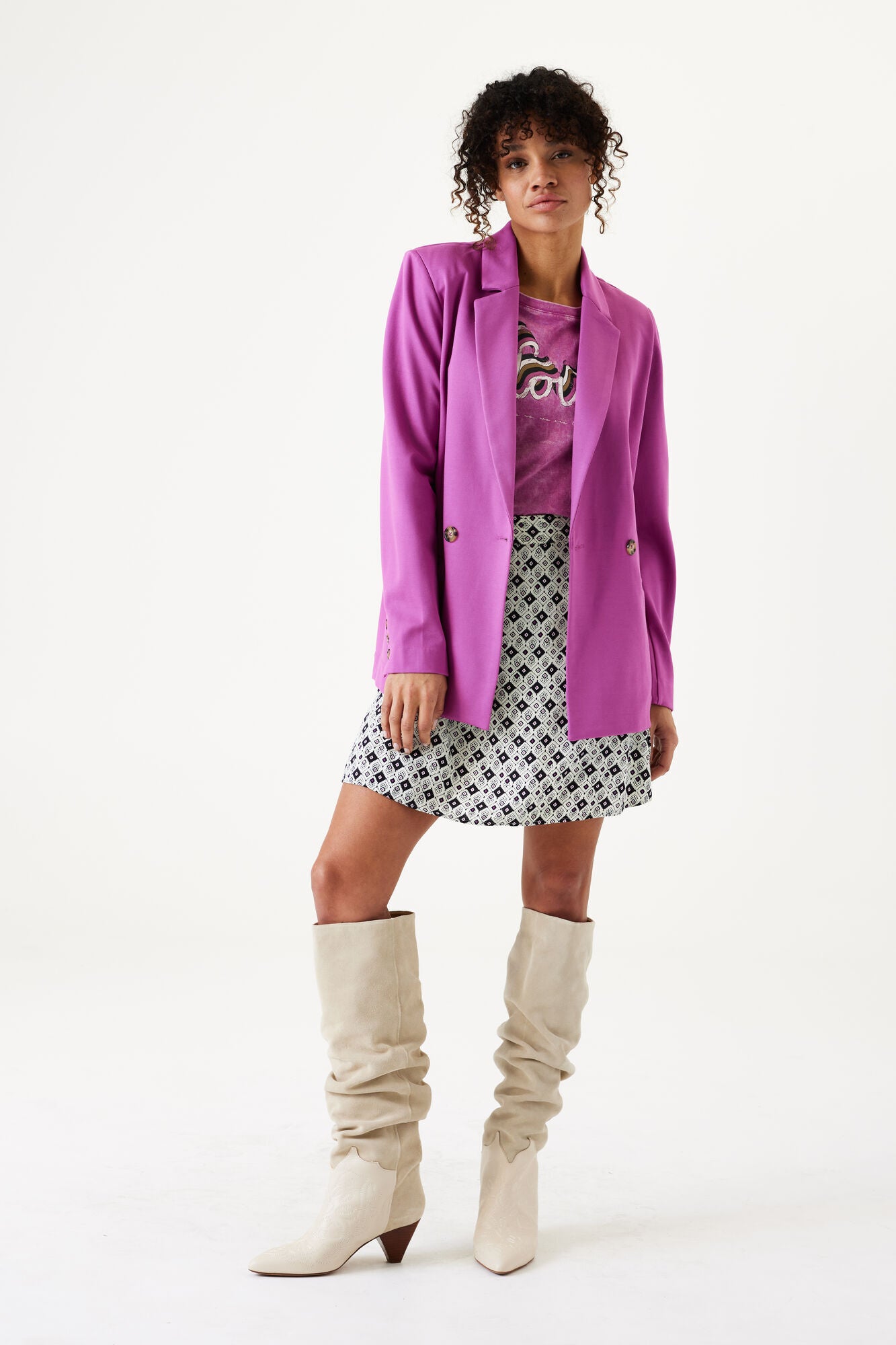 GARCIA DOUBLE BREASTED BLAZER - MAUVE - Vi-Leen's Fashions