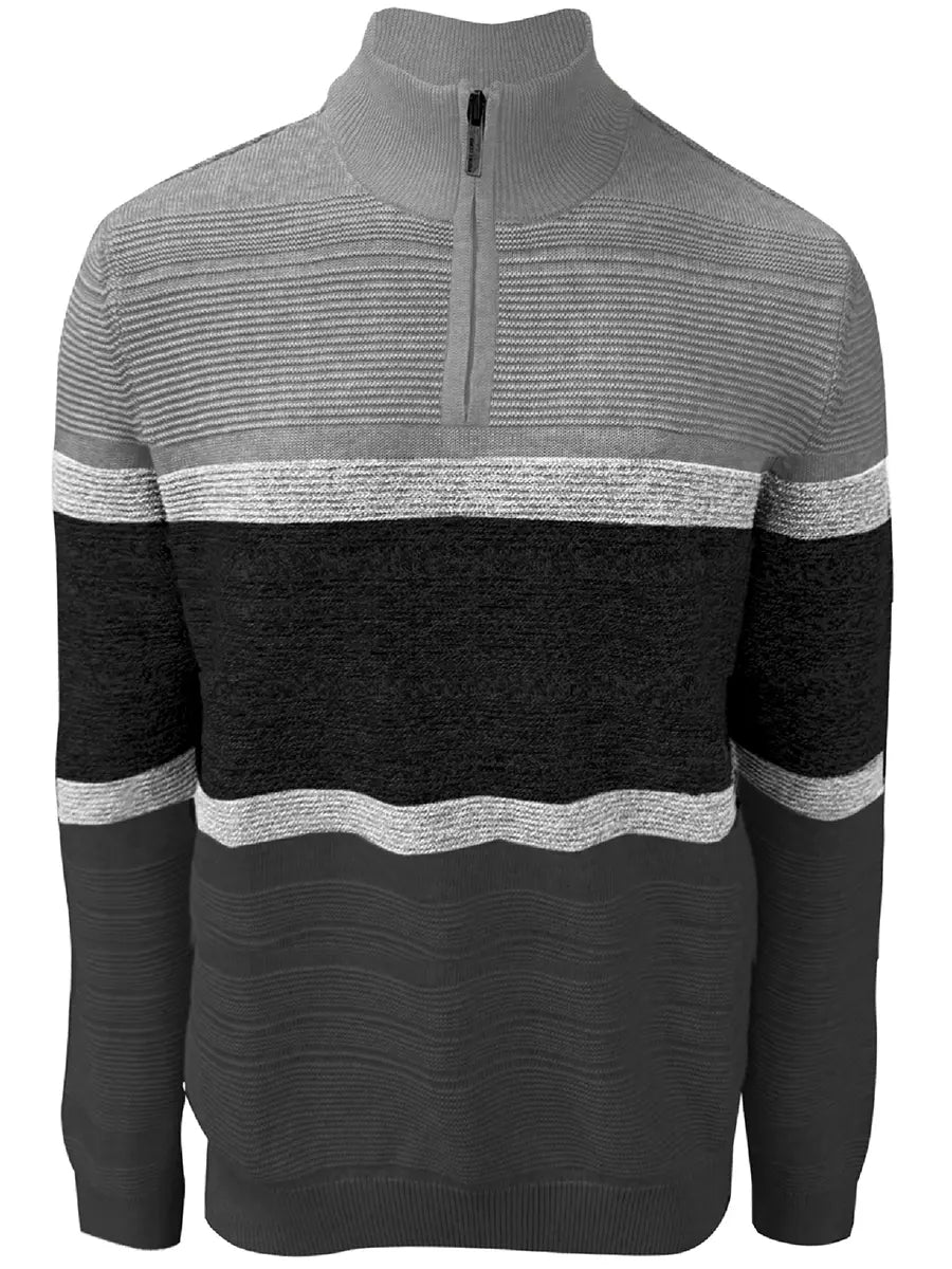 MEN'S POINT ZERO FINE GAUGE COTTON SWEATER - GREY MIX