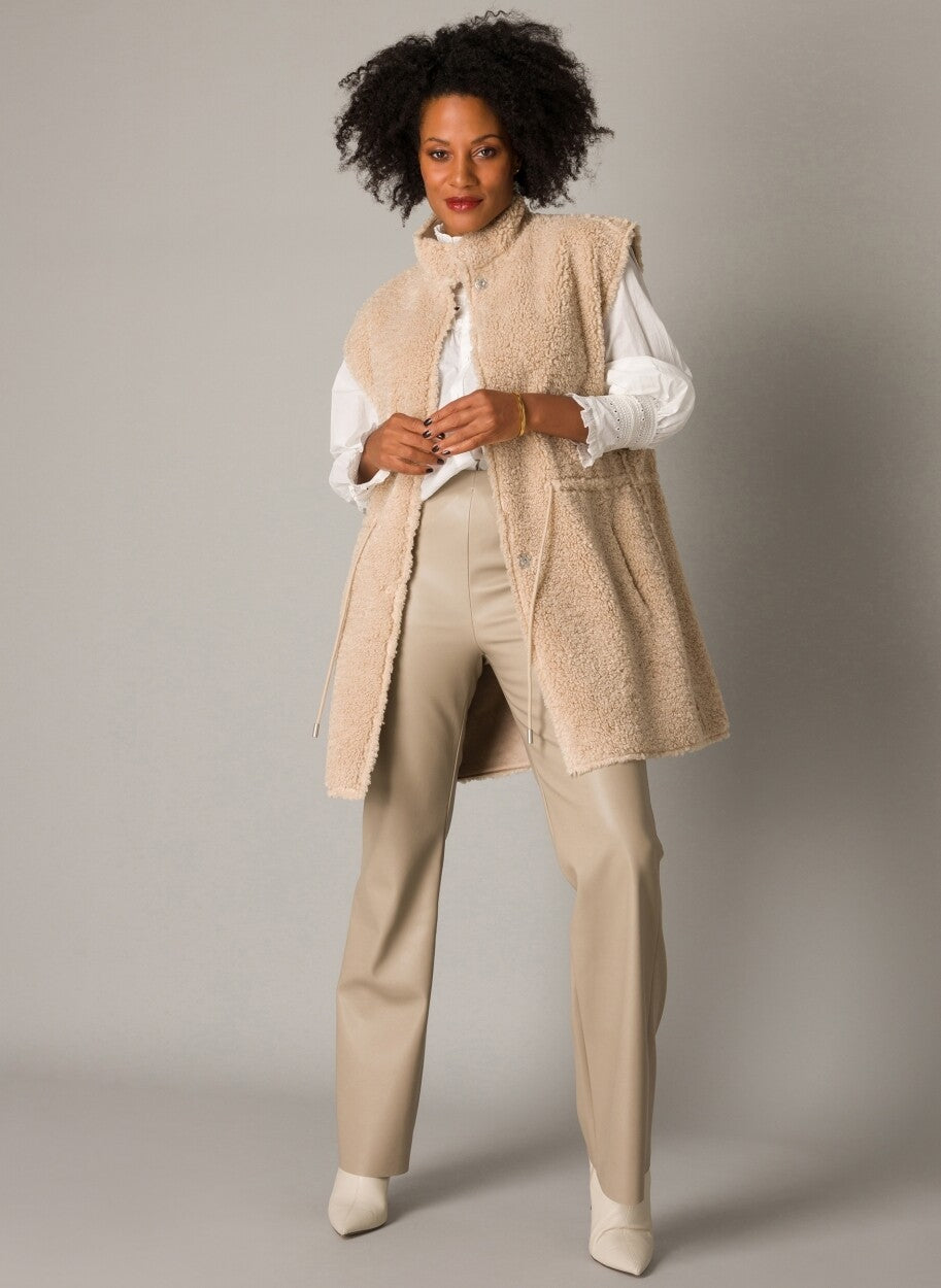 YEST ANIQUE FAUX LEATHER FLARE LEG PANT - LIGHT TAUPE - Vi-Leen's Fashions
