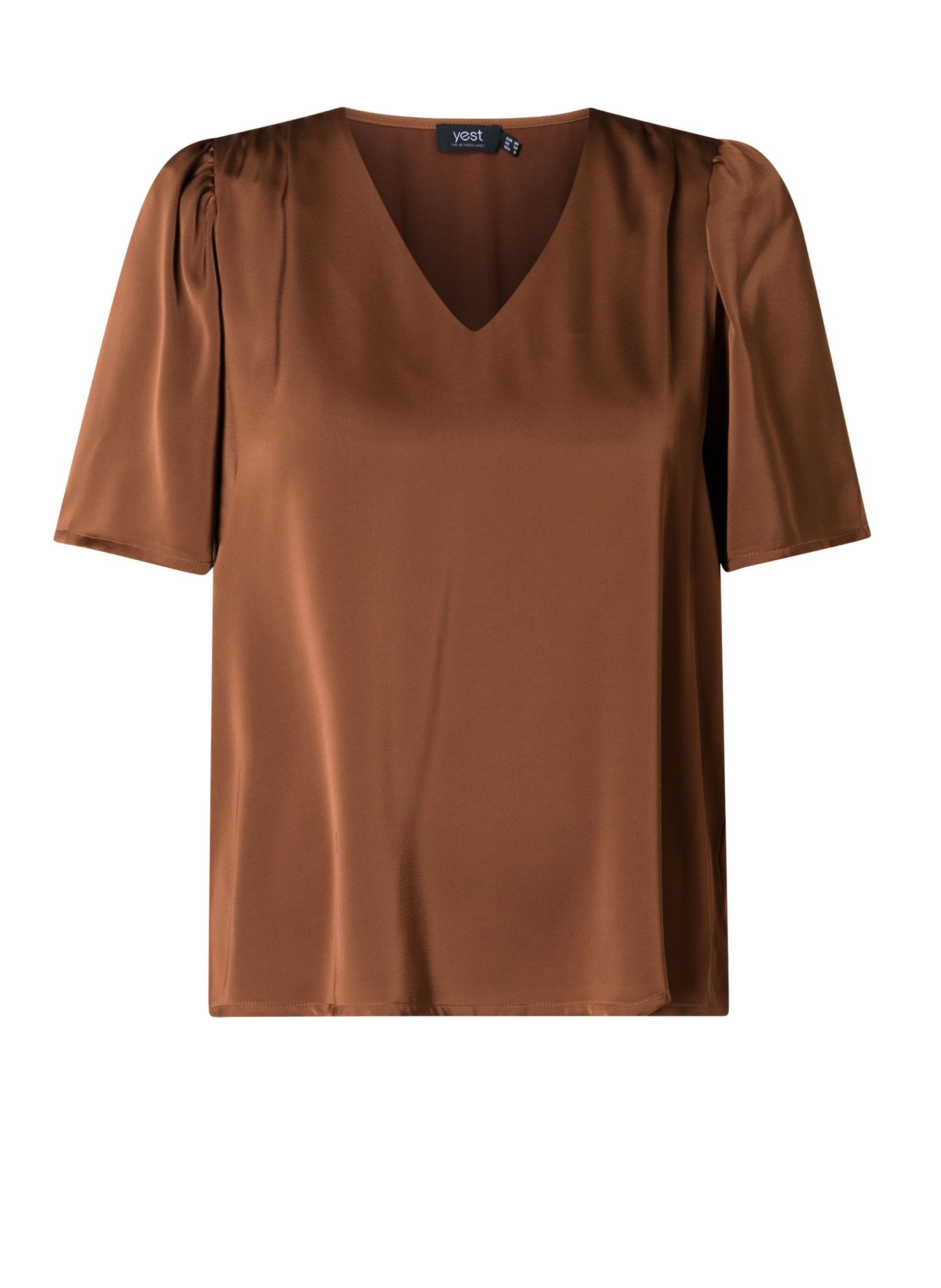 YEST PIPPA SHORT SLEEVE TOP - COPPER BROWN