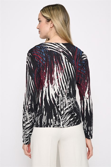PICADILLY RUCHED DRAWSTSRING TOP - CABERNET MULTI