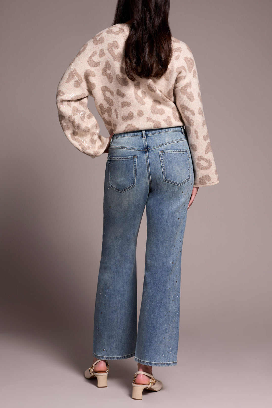 TRIBAL STRAIGHT LEG JEAN WITH STONES - JEWEL BLUE