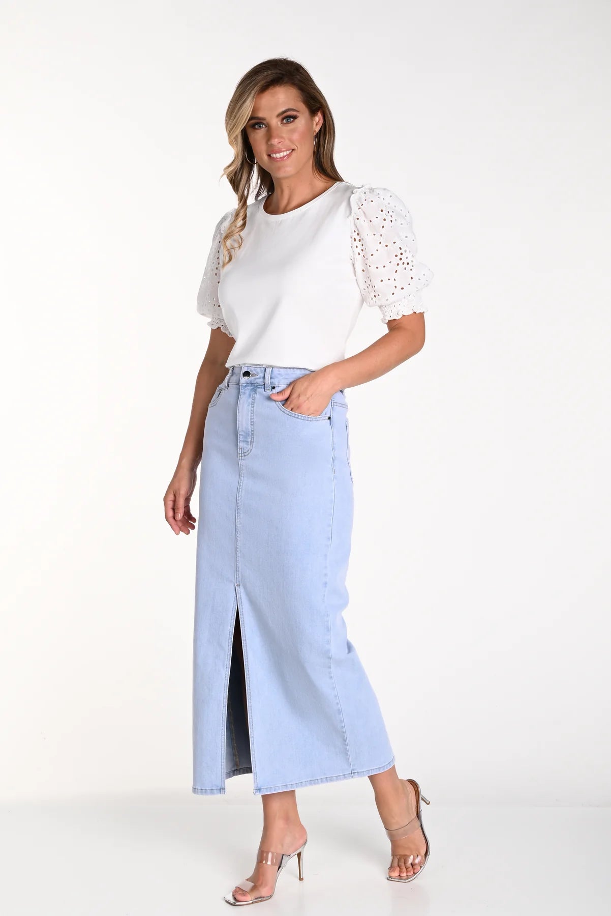 FRANK LYMAN LONG DENIM SKIRT - Vi-Leen's Fashions