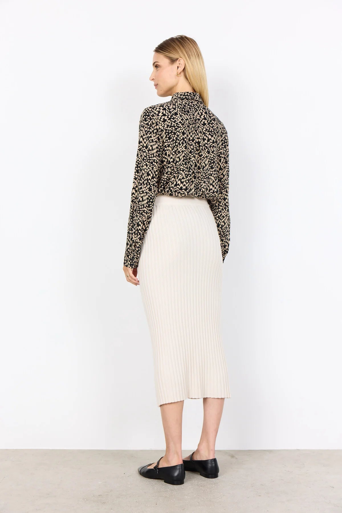 SOYACONCEPT KANITA MIDI SKIRT - CREAM MELANGE