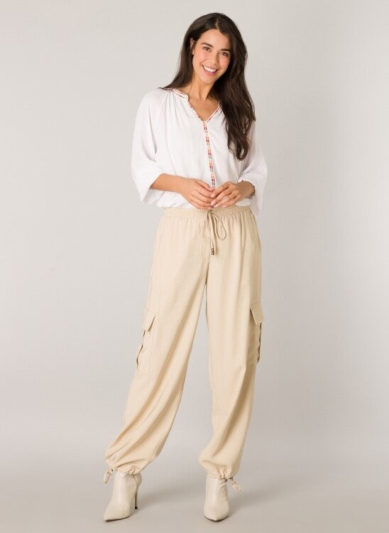 YEST SARAH LIGHTWEIGHT CARGO PANT - LIGHT BEIGE - Vi-Leen's Fashions
