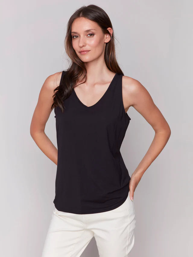 CHARLIE B REVERSIBLE BAMBOO CAMI - BLACK