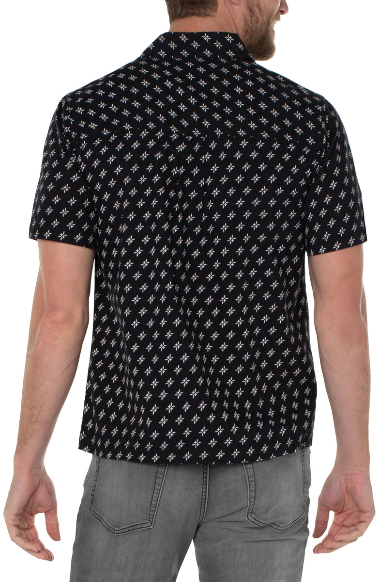 LIVERPOOL MENS PRINTED SHORT SLEEVE SHIRT - BLACK - Vi-Leen's Fashions