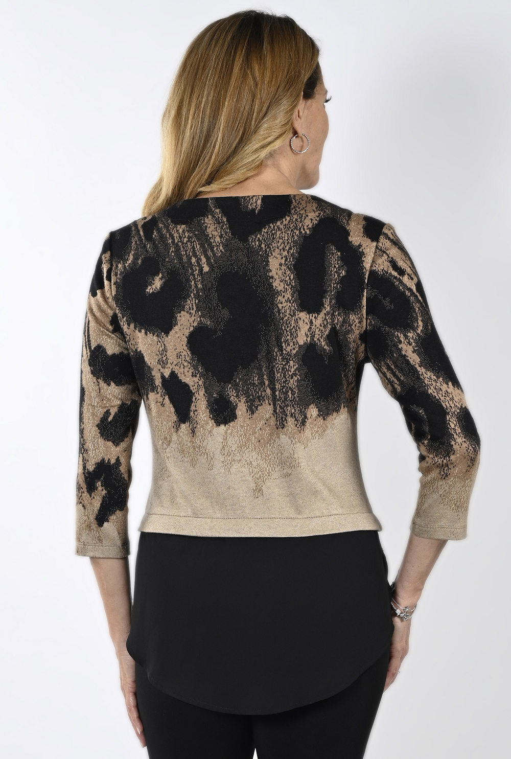 FRANK LYMAN BLACK/BEIGE KNIT TOP - Vi-Leen's Fashions