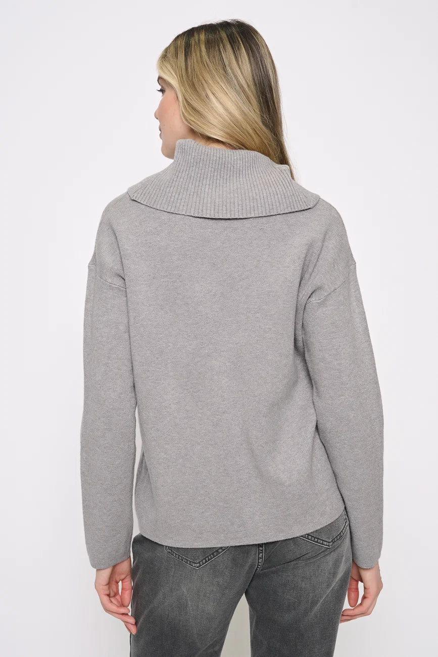 PICADILLY RHINESTONE POCKET SWEATER - MORNING FOG