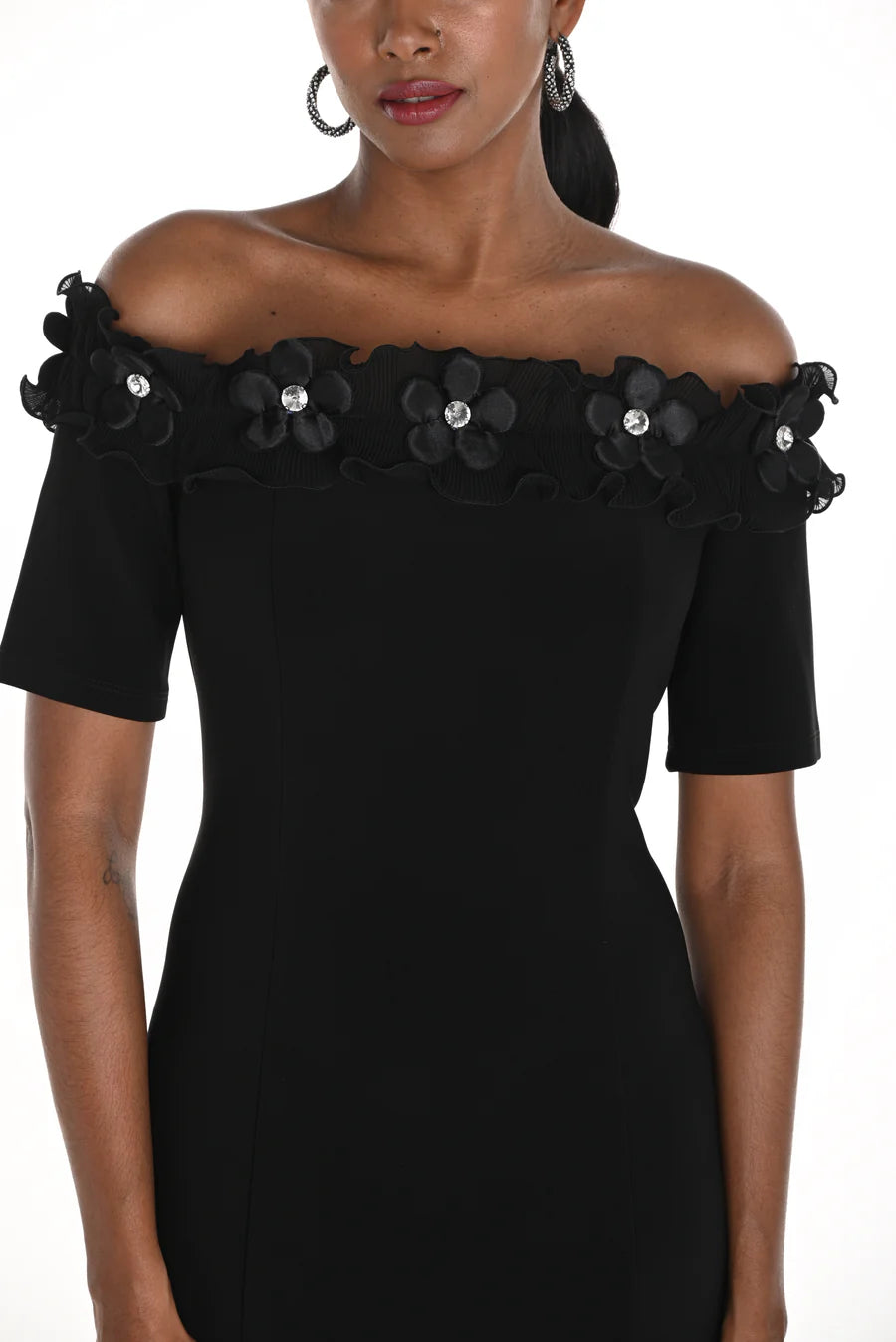 FRANK LYMAN OFF SHOULDER DRESS - BLACK