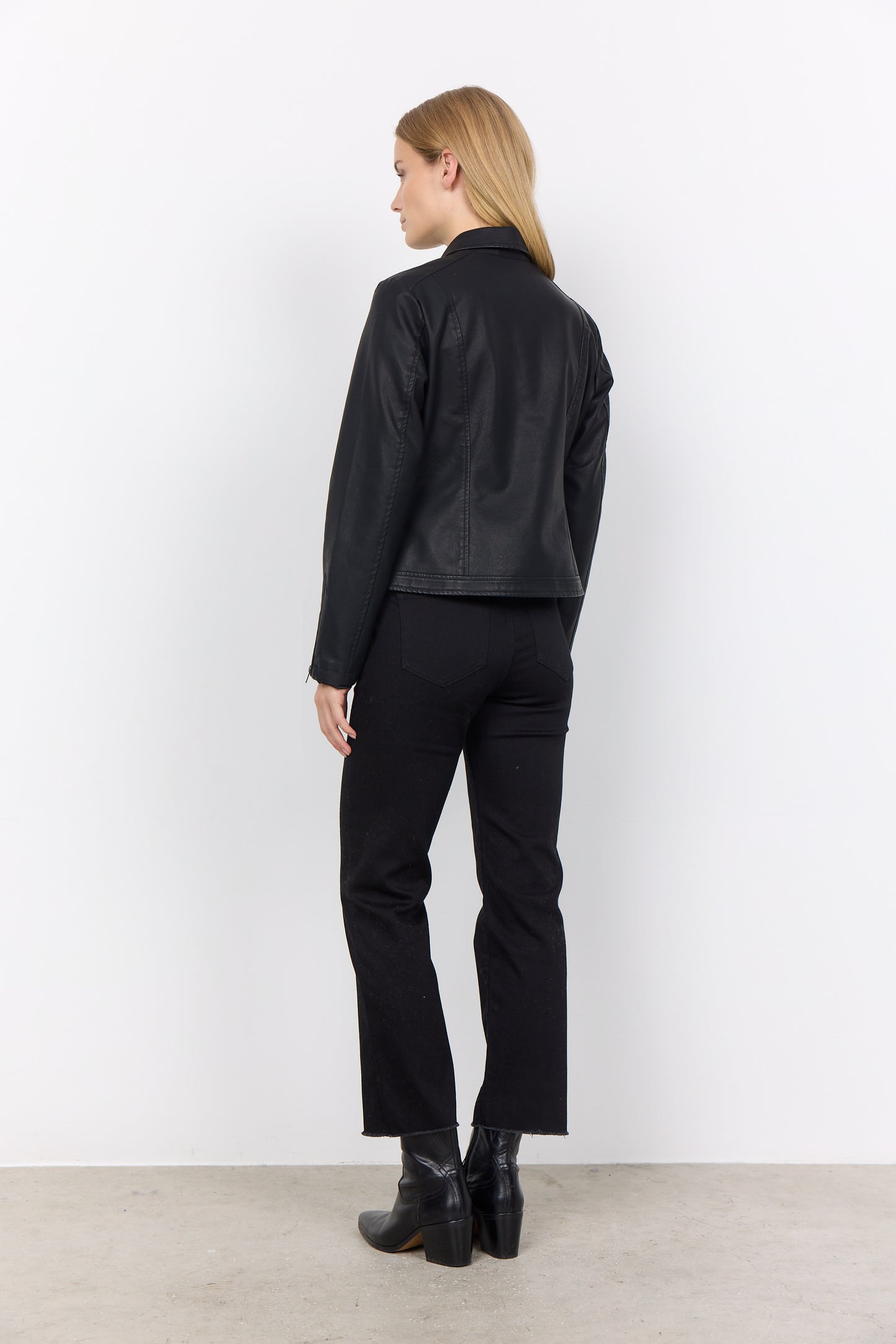 SOYACONCEPT GUNILLA FAUX LEATHER MOTO JACKET - BLACK - Vi-Leen's Fashions