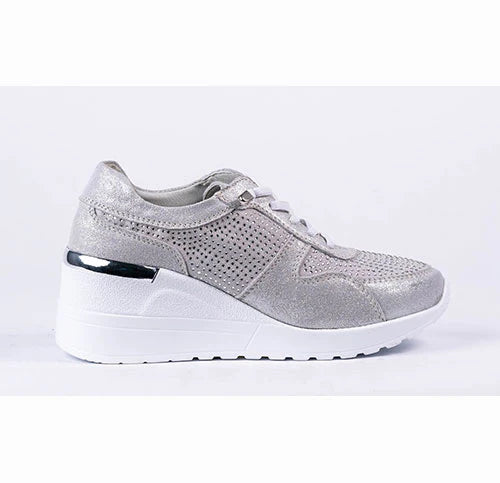 LITTLE EMPRESSES SHIMMERY SNEAKER - SILVER - Vi-Leen's Fashions