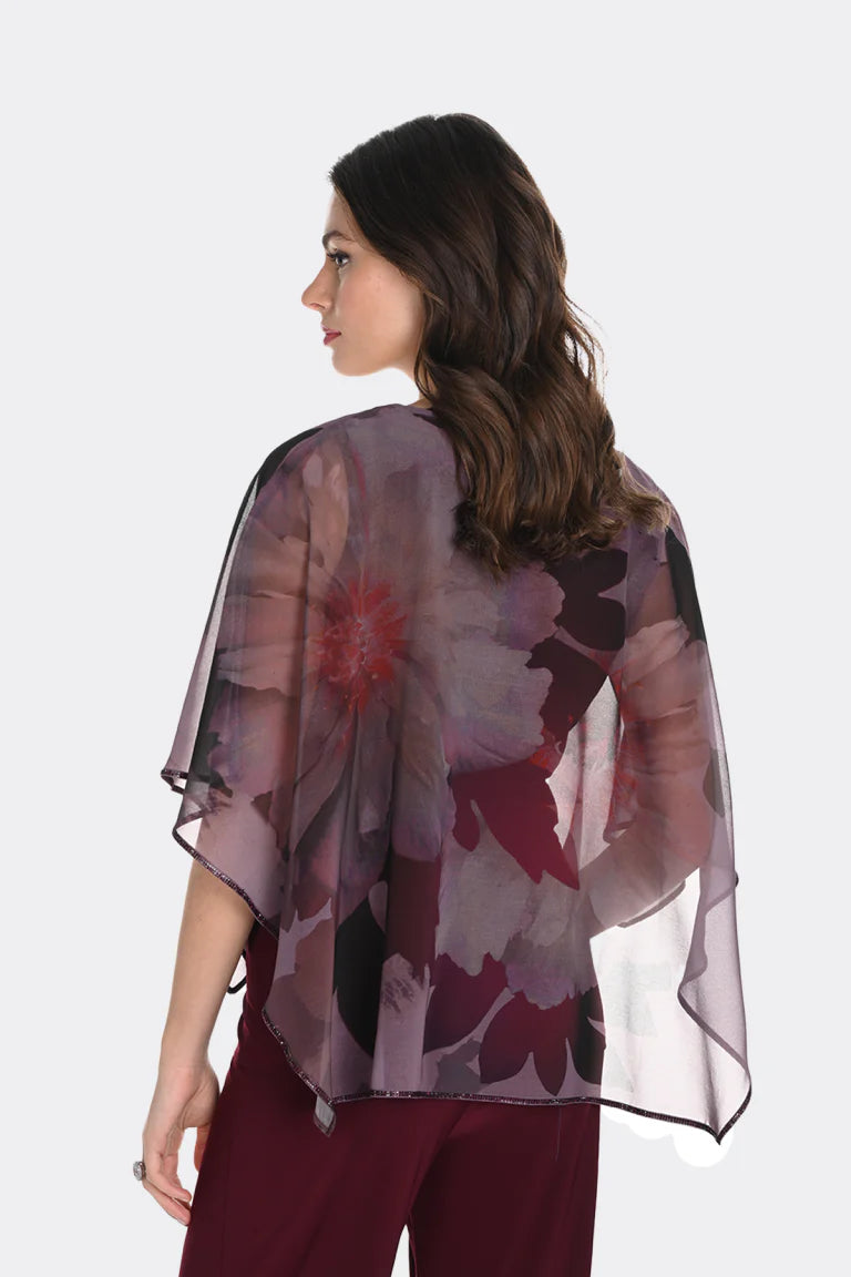 FRANK LYMAN PRINT CHIFFON OVERLAP TOP - WINE